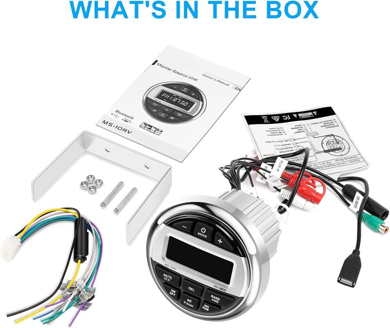 Bluetooth Marine Boat Radio Receiver: Waterproof Marine Gauge Stereo System - HD