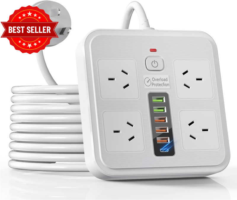Powerboard USB, 10IN1 Power Strip USB C, Power Board Surge Protector with 4-Outl