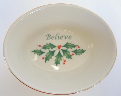 Lenox Oval Holiday Believe Dish With Original Box * Unused