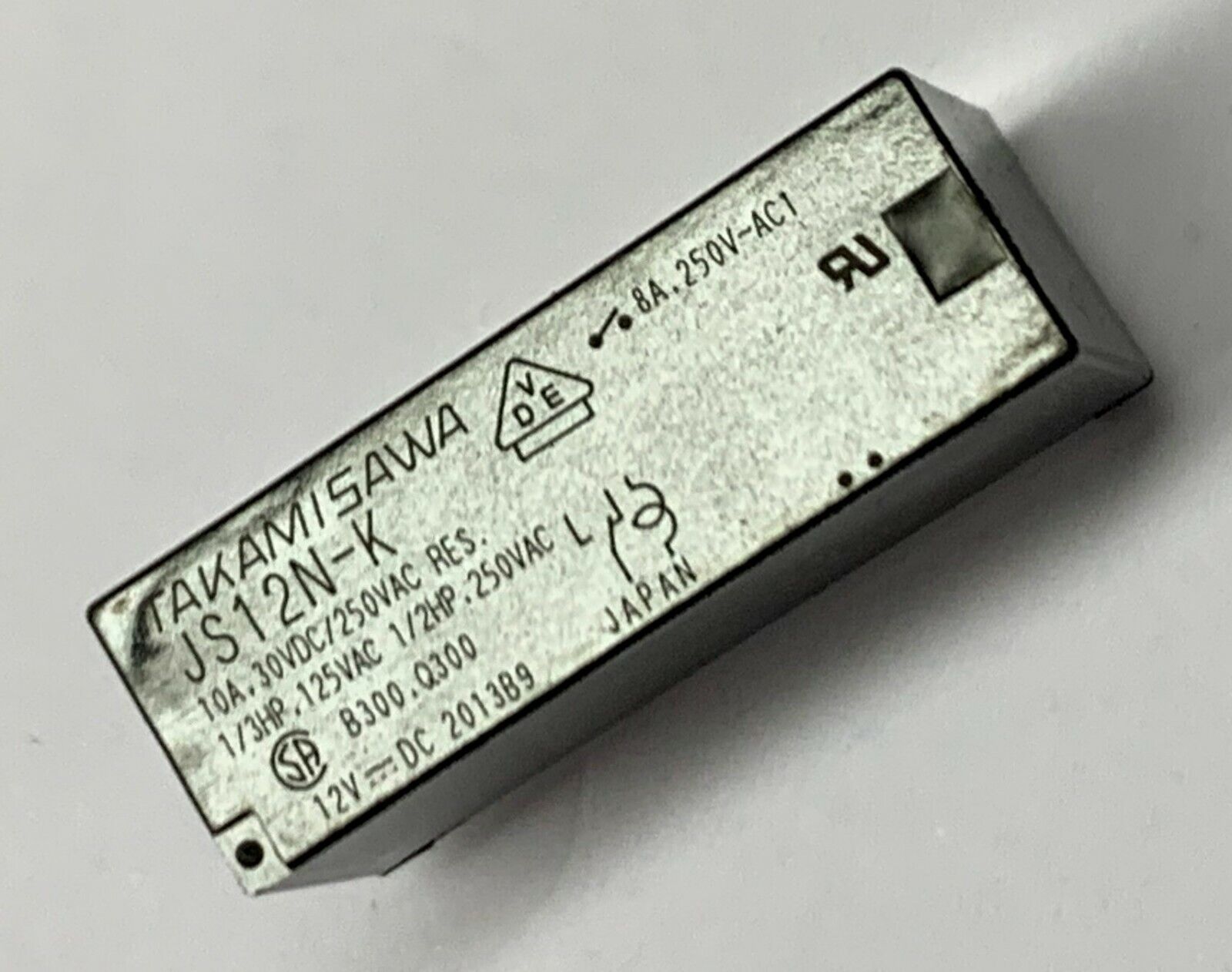 TAKAMISAWA JS12N-K 12VDC RELAY 10 AMP 30VDC 250VAC RES 1/3HP 125VAC 1/2HP 250VAC TAKAMISAWA JS12N-K 12VDC RELAY 10 AMP 30VDC 250VAC RES 1/3HP 125VAC 1/2HP 250VAC