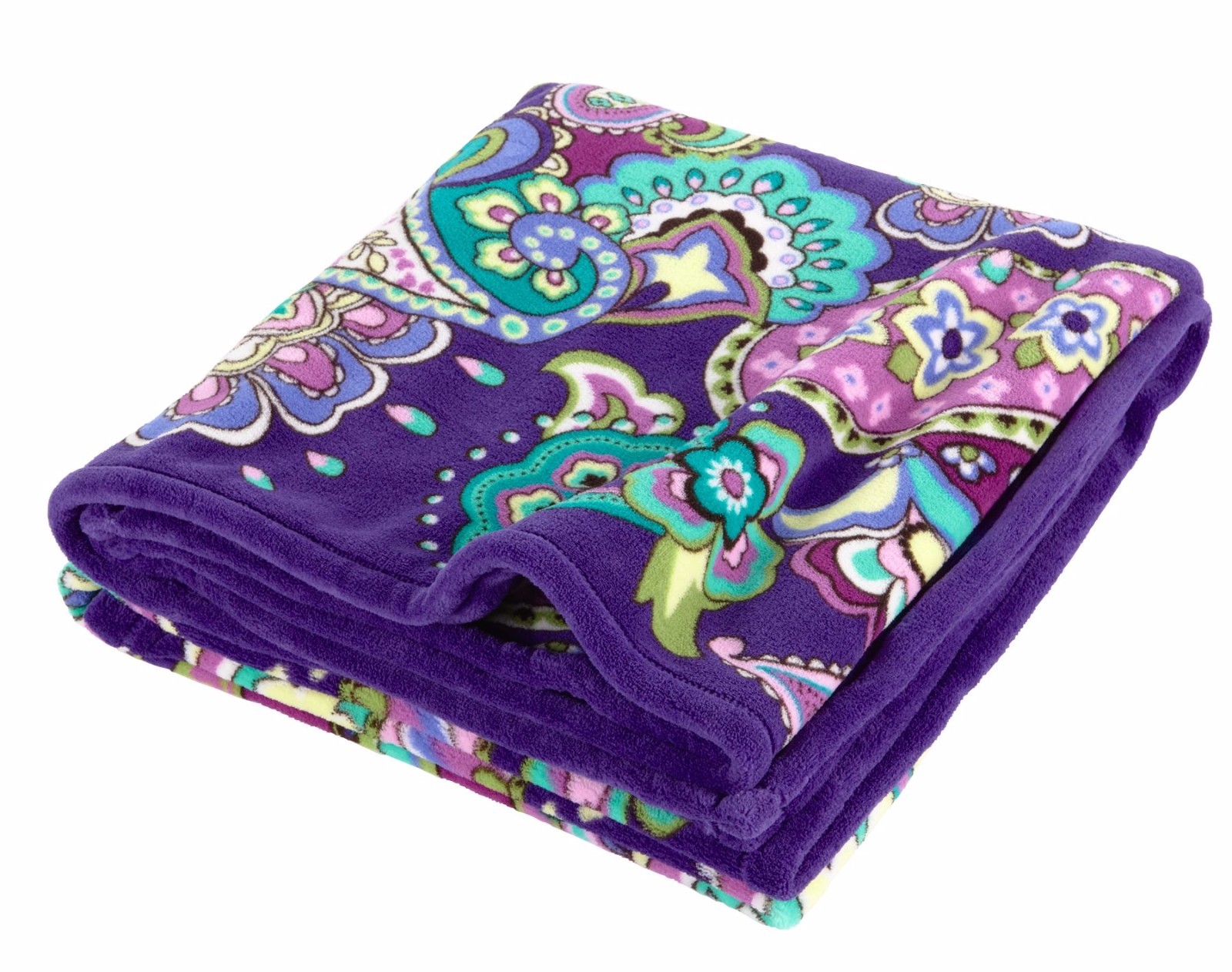 Vera Bradley Throw Blanket Heather Purple Paisley Fleece 50
