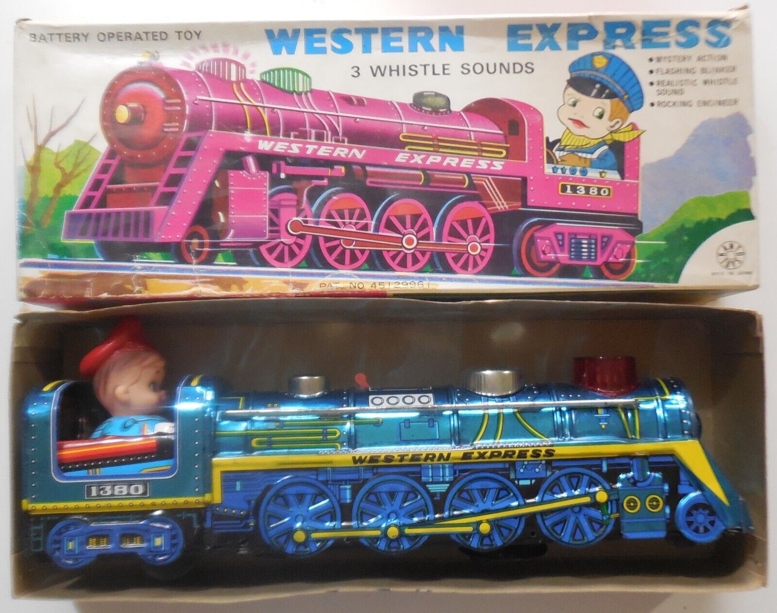 VINTAGE TIN TOY TRAIN WESTERN EXPRESS KANTO TOYS MADE IN VINTAGE TIN TOY TRAIN WESTERN EXPRESS KANTO TOYS MADE IN