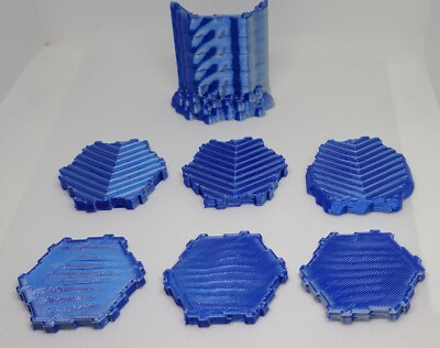 Custom 6 Royal Blue & Silver Water Tiles & 1 Waterfall 3d Printed For Heroscape