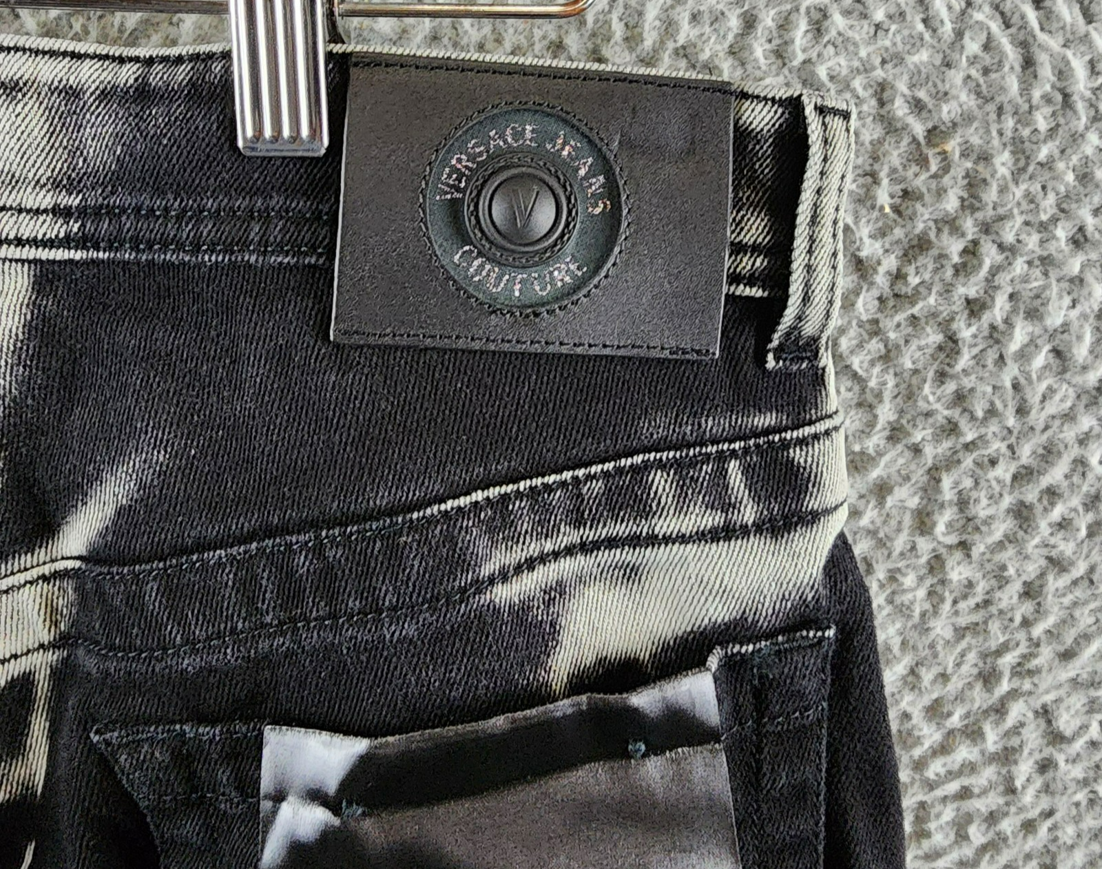 Versace Jeans Couture Regular Fit Jeans Men's 30 Bleached Black Denim Button Zip - Picture 17 of 17