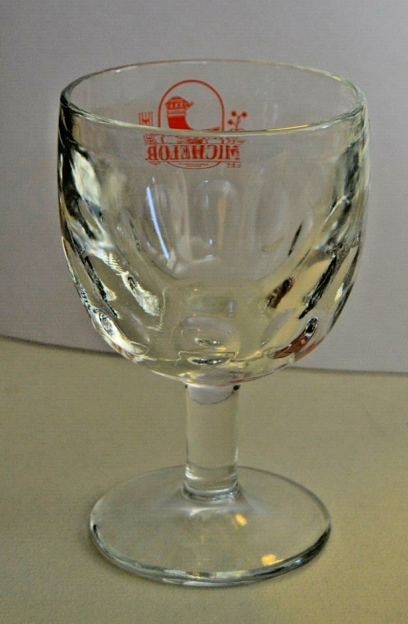 MICHELOB DRAUGHT BEER GLASS / STEMMED GOBLET, DIMPLED, RARE POWDER HORN LOGO
