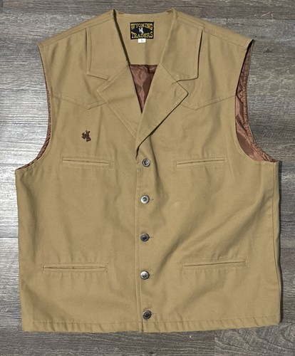 Wyoming Traders Vest Men's Size Small S Lined Tan Cotton Canvas Western Wild