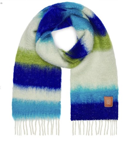 【国内発送】LOEWE ストール Fringed intarsia scarf Fringed mohair and wool-blend scarf in white - Loewe | Mytheresa