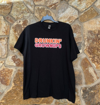 GILDAN Men's ''Drunkin' Grownups'' Black Graphic Tee Shirt Size Xlg GREAT GIFT!