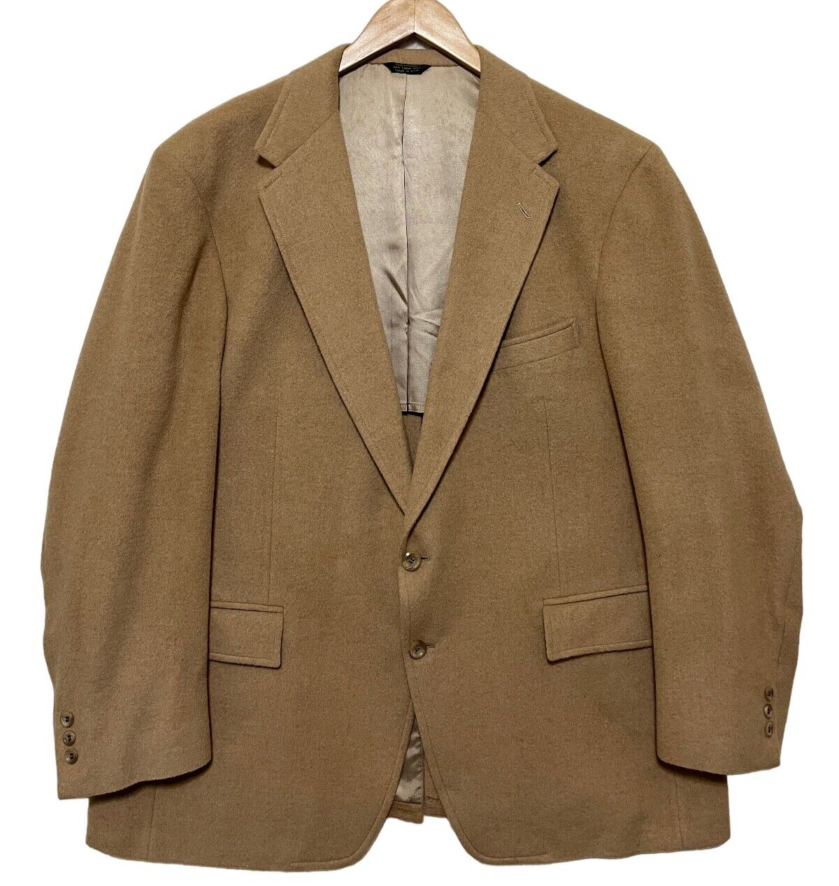Strathmore Camel Men's 100% Camel Hair Blazer Sport Coat Jacket Tan 48L Made USA
