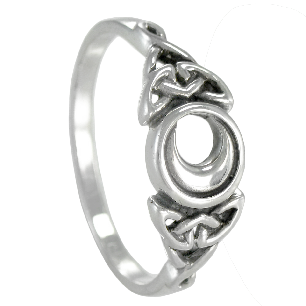 Celtic Triquetra Knot Crescent Moon Ring Lunar Sterling Silver Wiccan Sizes 4-15