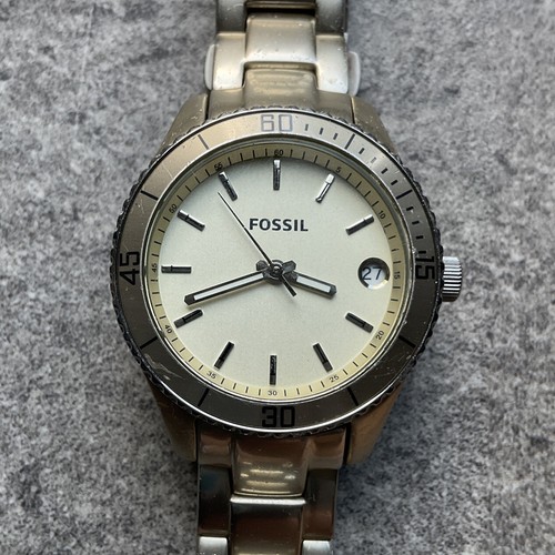 Ladies Fossil Watch ES-2902 Aluminum Case & Band White Dial