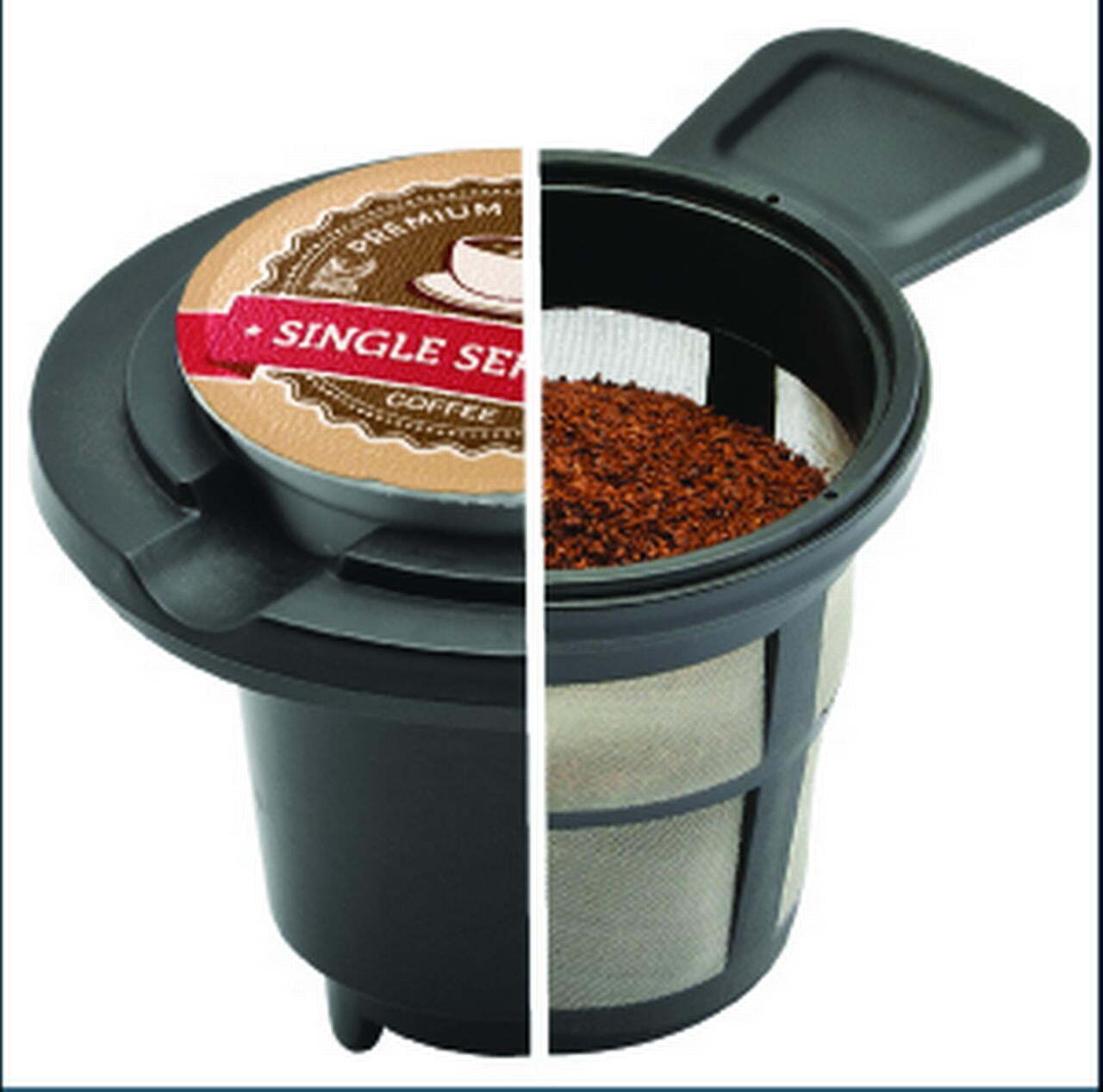 Single Serve Coffee Maker, 1 cup Capsule or Ground Coffee, Black,  Model 202140