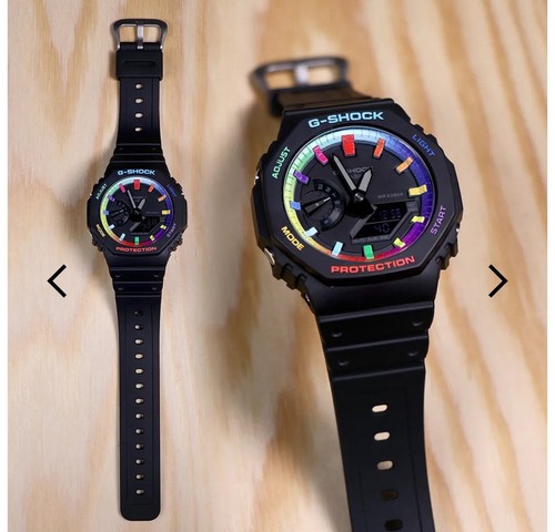 Pre-owned G-shock Casio Shock Black Rainbow, Casio Custom Watch Casioak Mod Modified Watch
