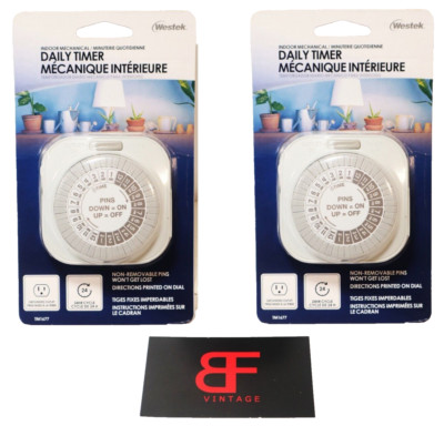 2 Pack Mechanical Timer Westek 24 Hour Programmable 15A 125V White HM530