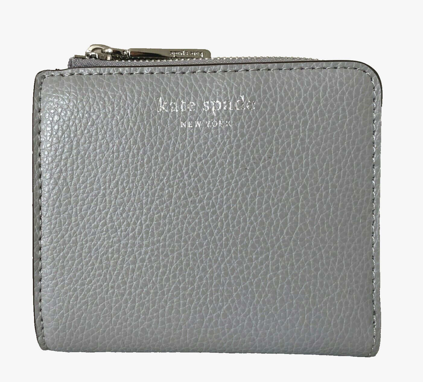 New Kate Spade Eva small L-zip Bifold wallet Nimbus Grey | eBay
