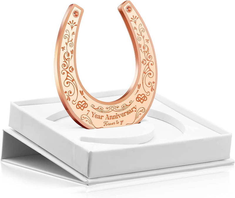 Copper Horseshoe - Unique 7Th Wedding Anniversary Gift with Gift Box, 7 Year