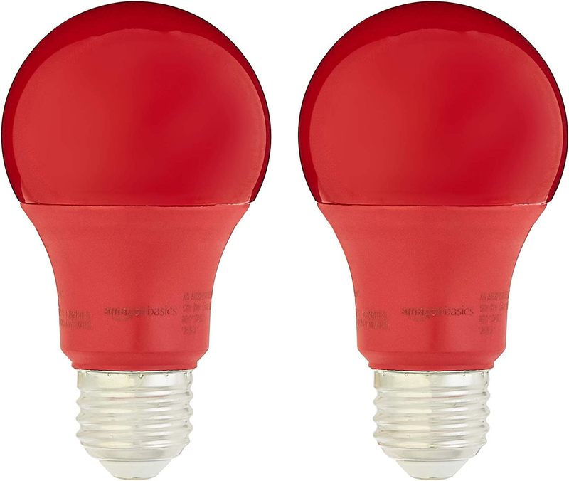 60 Watt Equivalent, Red, Non-Dimmable, A19 LED Light Bulb | 2-Pack