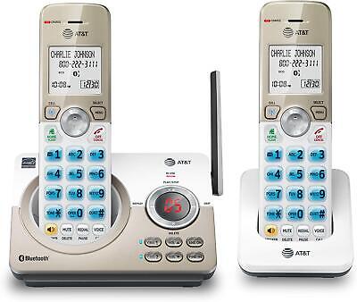 2 Handset Cordless Phone System DECT 6.0 Connect To Cell Call Blocking AT&T 1.8