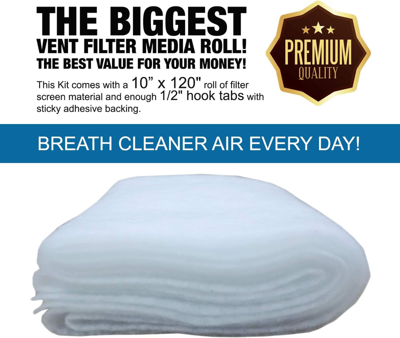 Air Vent Filters Kit, 120"X 10" Cut to Fit Vent Filters for Home and Business. E