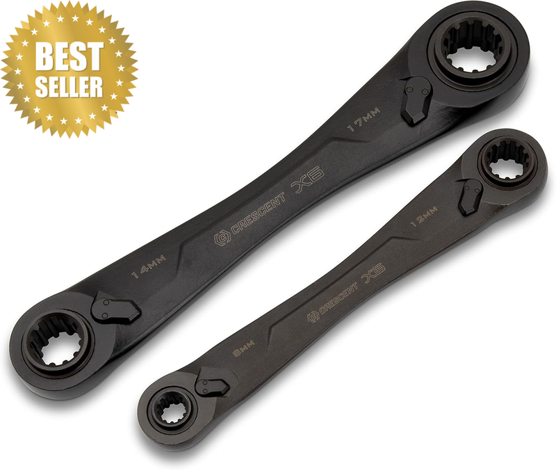 X6 CX6DBM2 4-In-1 Double Box Ratcheting Wrench Set, Metric Black, 2-Piece