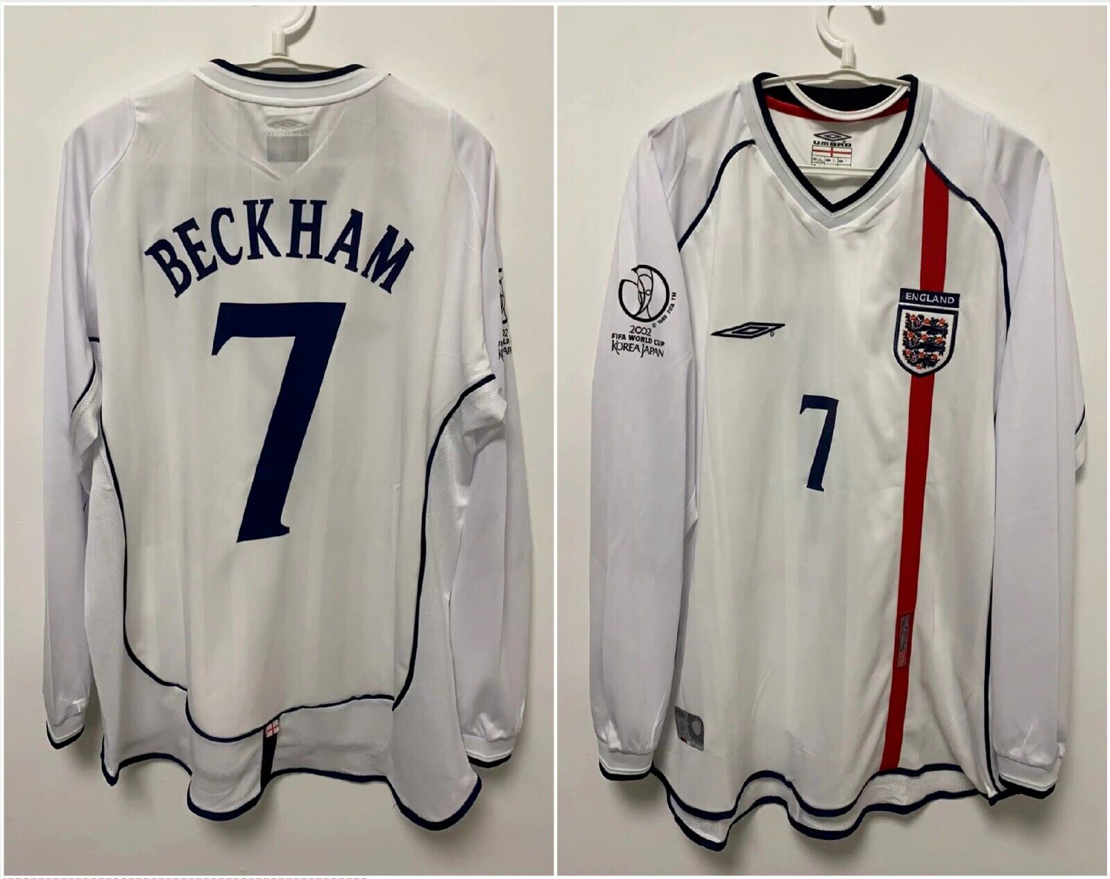 Retro Beckham #7 England 2002 Home Premium Long Sleeve Retro Beckham #7 England 2002 Home Premium Long Sleeve