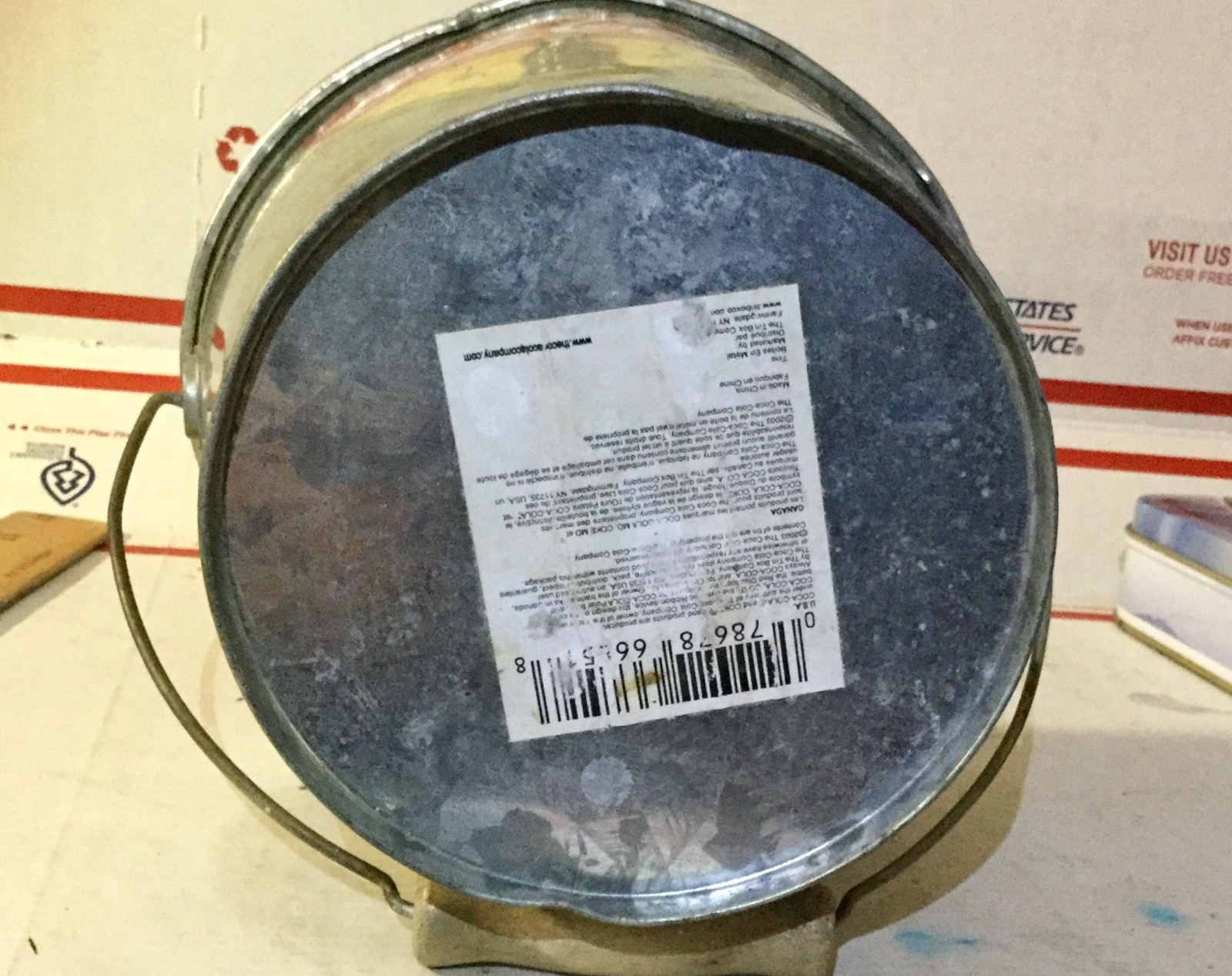 Retro Coca Cola Galvanzed Peanut Bucket