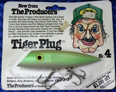 The Producers Tiger Plug No. 4 Trolling Lure W/2 Treble Hooks CHOOSE YOUR COLOR!