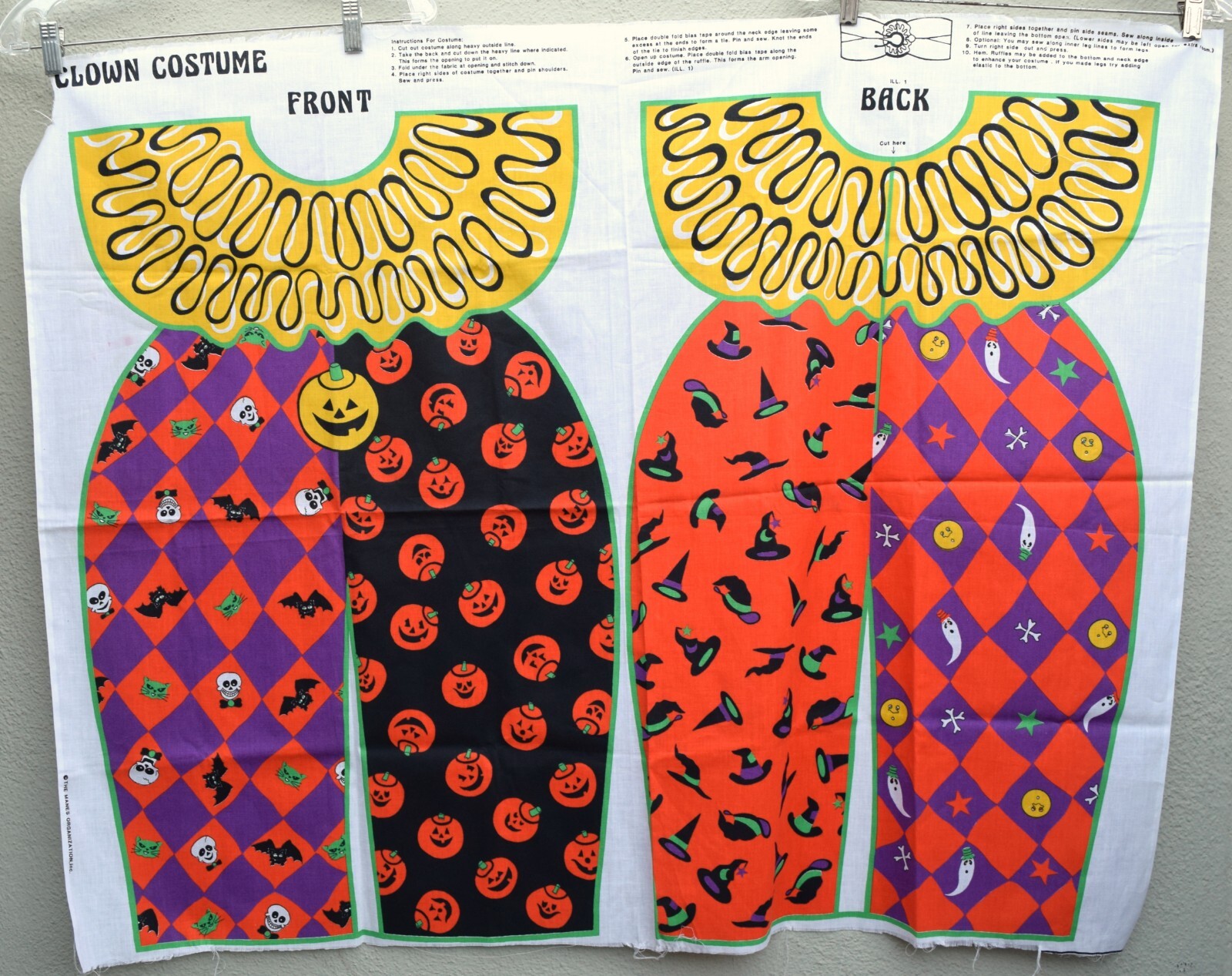 Vintage Halloween Clown Costume Manes Organization Fabric Cut Sew Pattern Kids | eBay for Free Printable Clown Costume Pattern