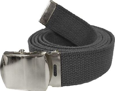 BELT BLACK WEB WITH CHROME BUCKLE 100% Cotton Military Web Belts Rothco 4294