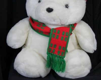 Vtg Santa Bear Plush Stuffed Animal 1986 Dayton Hudson Stocking Hat Macys Scarf