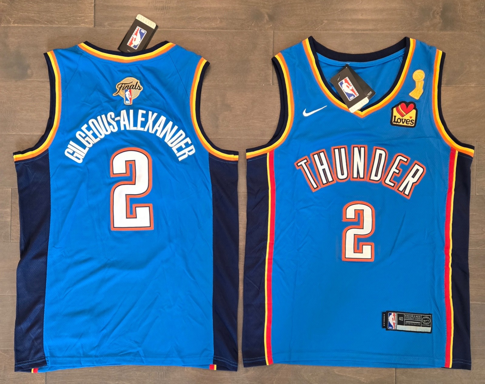 ウェア OKC SGA AU Finals GmaeJersey L OKC Thunder #2 Shai Gilgeous-Alexander Stitched Blue NBA