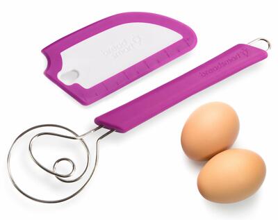 Breadsmart Artisan Bread Whisk and Bench Scraper Duo - Essential Bread Mixing