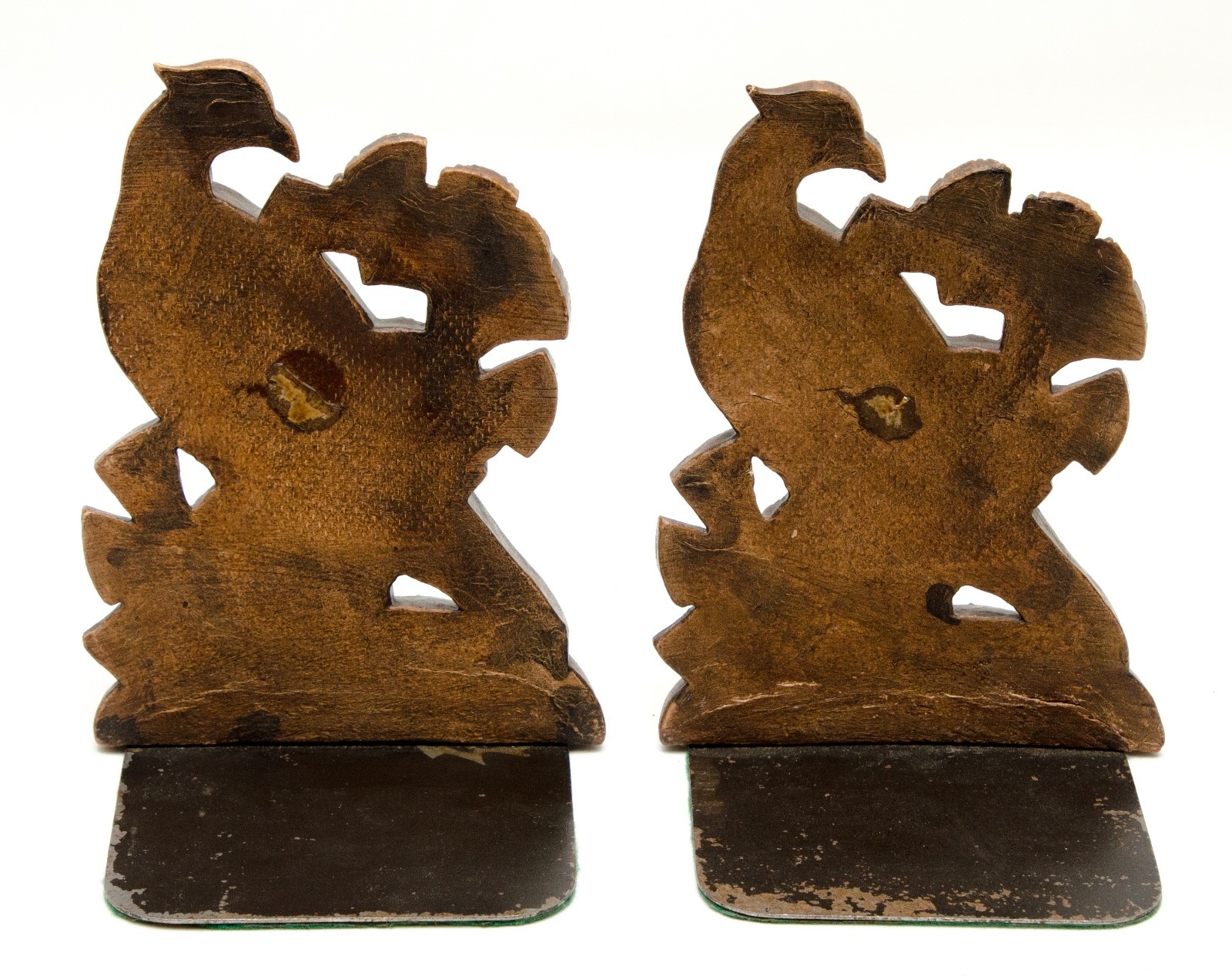 Vintage Book Holder Book Ends Birds Design Wood Look