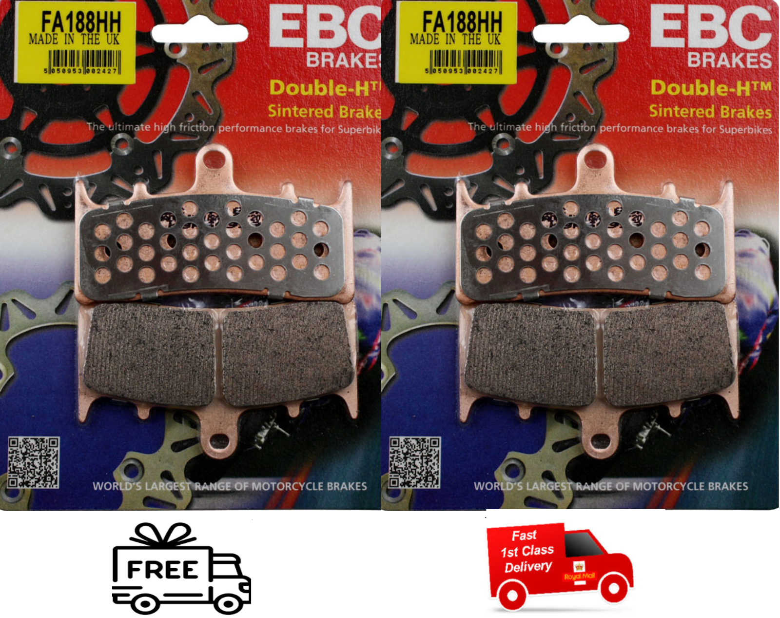 開店記念セール！ 2001 to 1998 ZX6R Kawasaki FITS EBC Sets 2 FA188HH Pads Brake FRONT Sintered その他