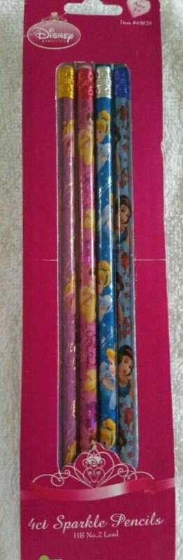 Disney Princess Sparkle pencils 4 diff. pictures - 2007 NIP mint pencils
