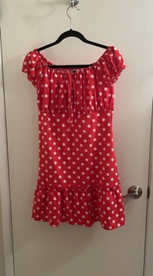 CBR (Chic Boutique Rose) Juniors Mini Dress Polka Dot Scoop Neck Juniors XLarge