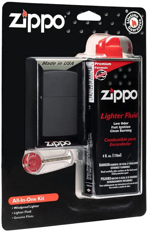 All-In-One Kit Black Matte Windproof Lighter ,Fast ignition Produces Less Odor