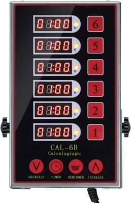 6 Channel Commercial Kitchen Timer Restaurant Kitchen Stainless Steel LED, Alarm