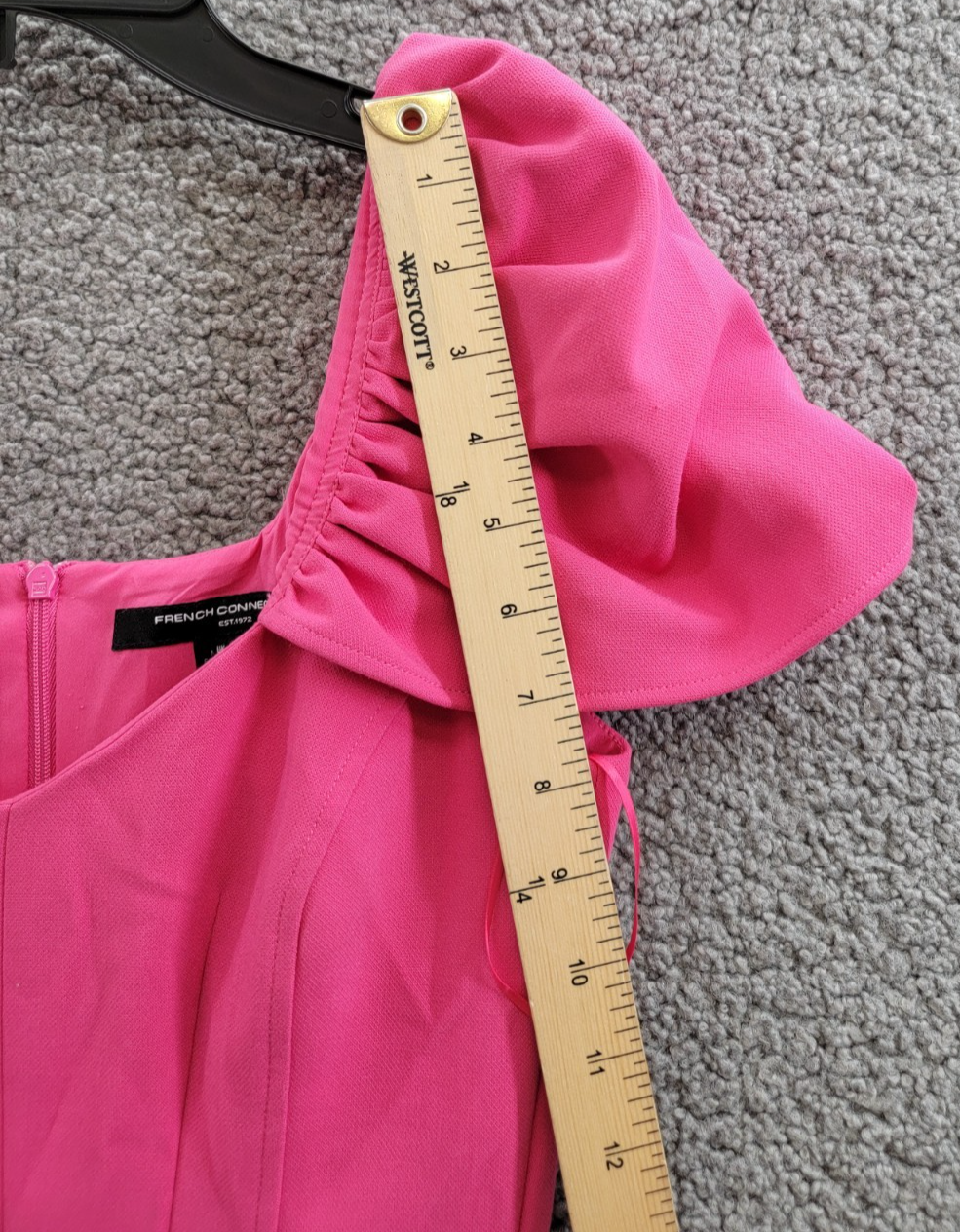 French Connection Whisper Gathered-Sleeve Dress Women's 0 Raspberry Sorbet S/S - Picture 9 of 16