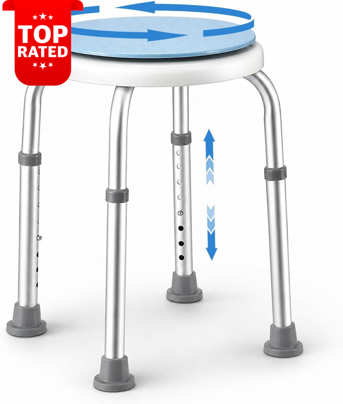 Swivel Bath Stool for Seniors Non-Slip Seat Safe Shower Aid Adjustable