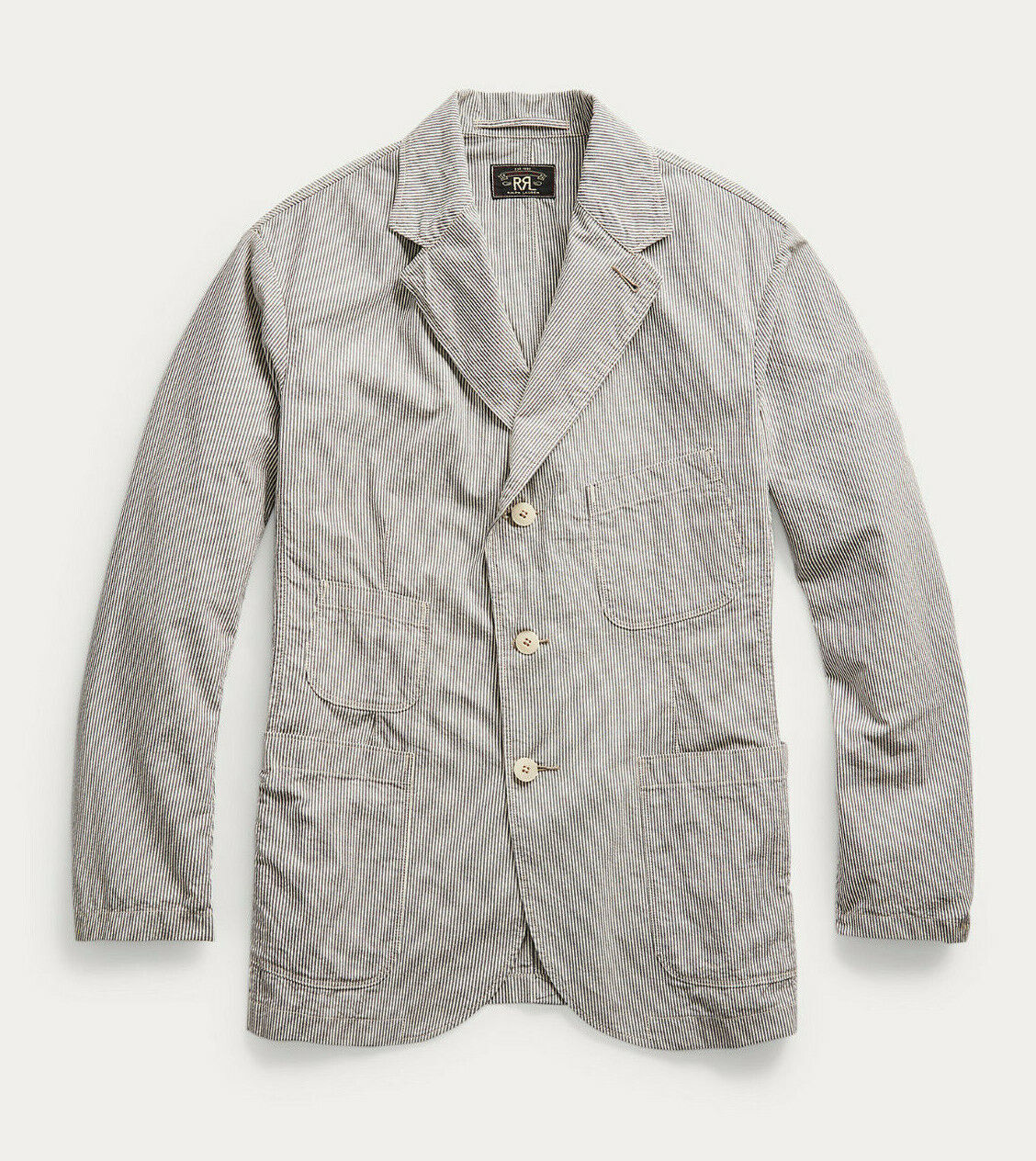 Pre-owned Rrl Ralph Lauren Ralph Lauren Rrl Striped Cotton Seersucker Sport Coat Jacket Blazer $690 In Blue