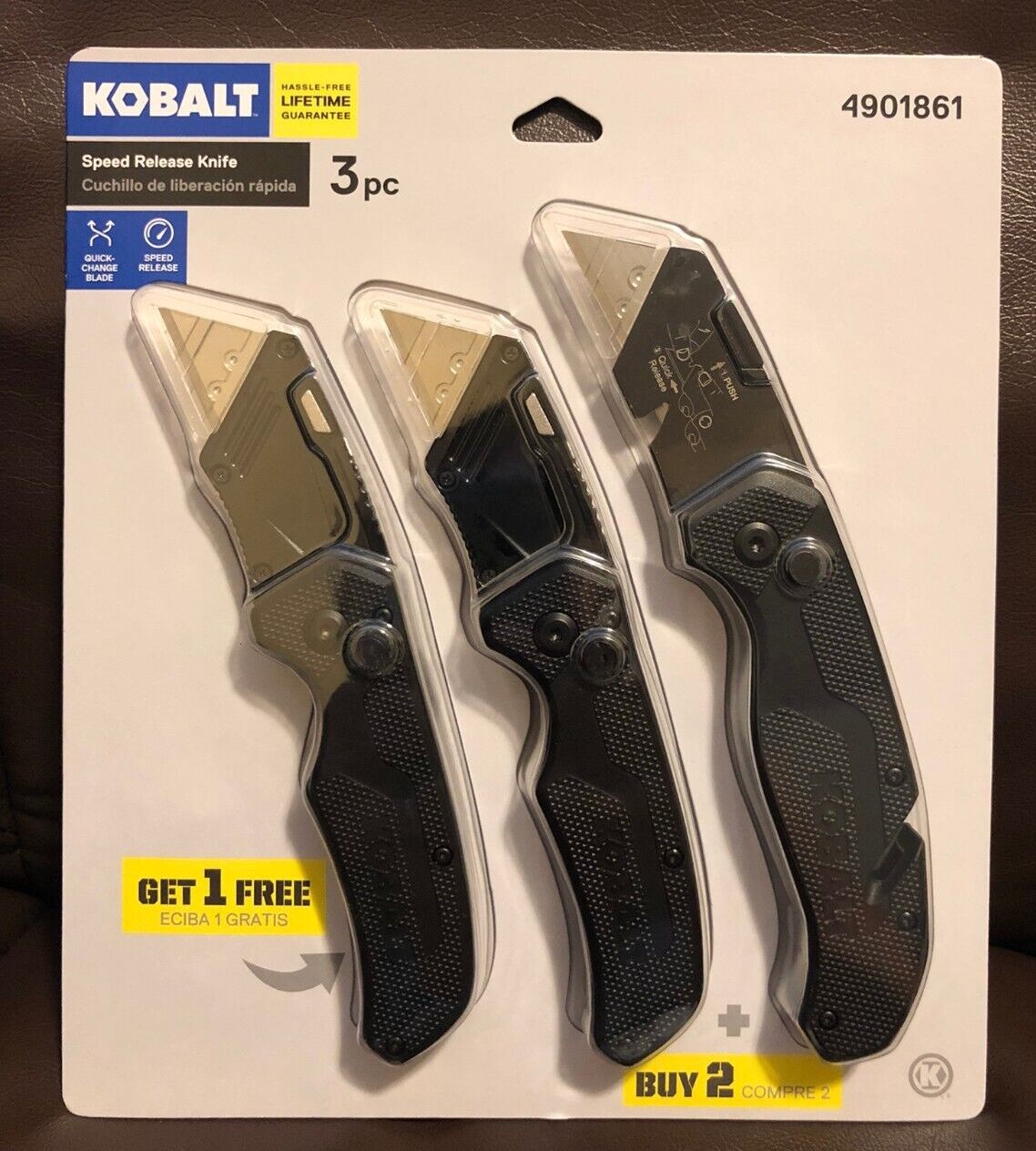 KOBALT Speed Release Fast Folding Utility Knife 3-PACK