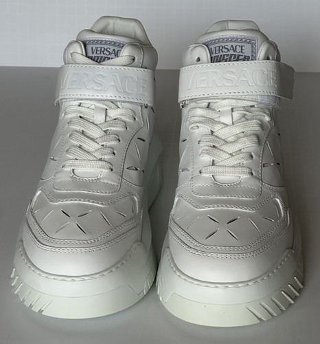 VERSACE VERSACE MEN'S LASERATA LEATHER SNEAKERS WHITE 10 US (43 EURO) 1008964 $1175
