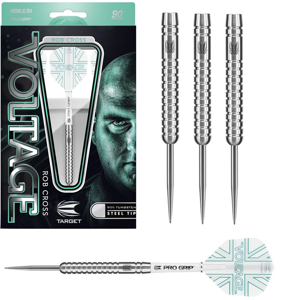 Rob Cross 90% Tungsten Steel Tip Darts by Target - The Voltage - 21g or 23g Rob Cross 90% Tungsten Steel Tip Darts by Target - The Voltage - 21g or 23g