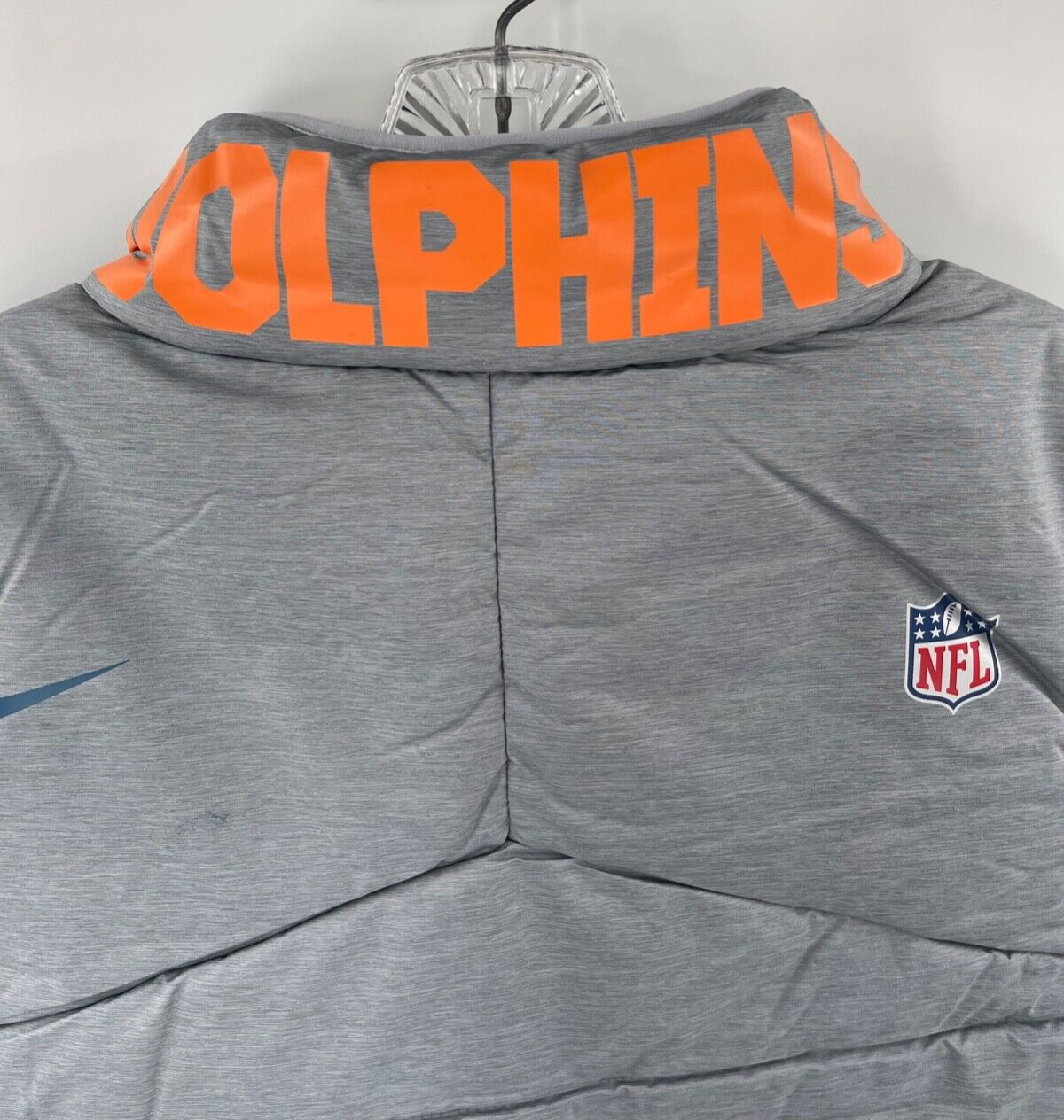 MIAMI DOLPHINS GREY NIKE FULL ZIP PUFFER VEST W/POCKETS BRAND NEW SZ-LARGE