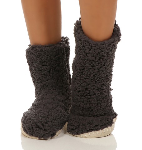 Damen Hüttensocken Kuschelsocken Hausschuhe Strümpfe Teddyfell ABS Sohle CL 091 – Bild 9