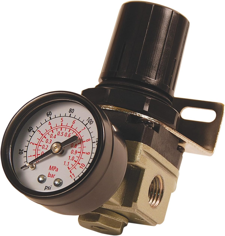 Mini Air Regulator 1/4 NPT 60 SCFM 100 PSI Steel Gauge