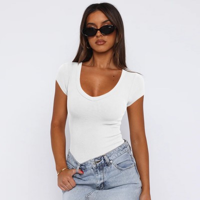 Sleek and Stylish Ribbed V-Neck T-Shirt