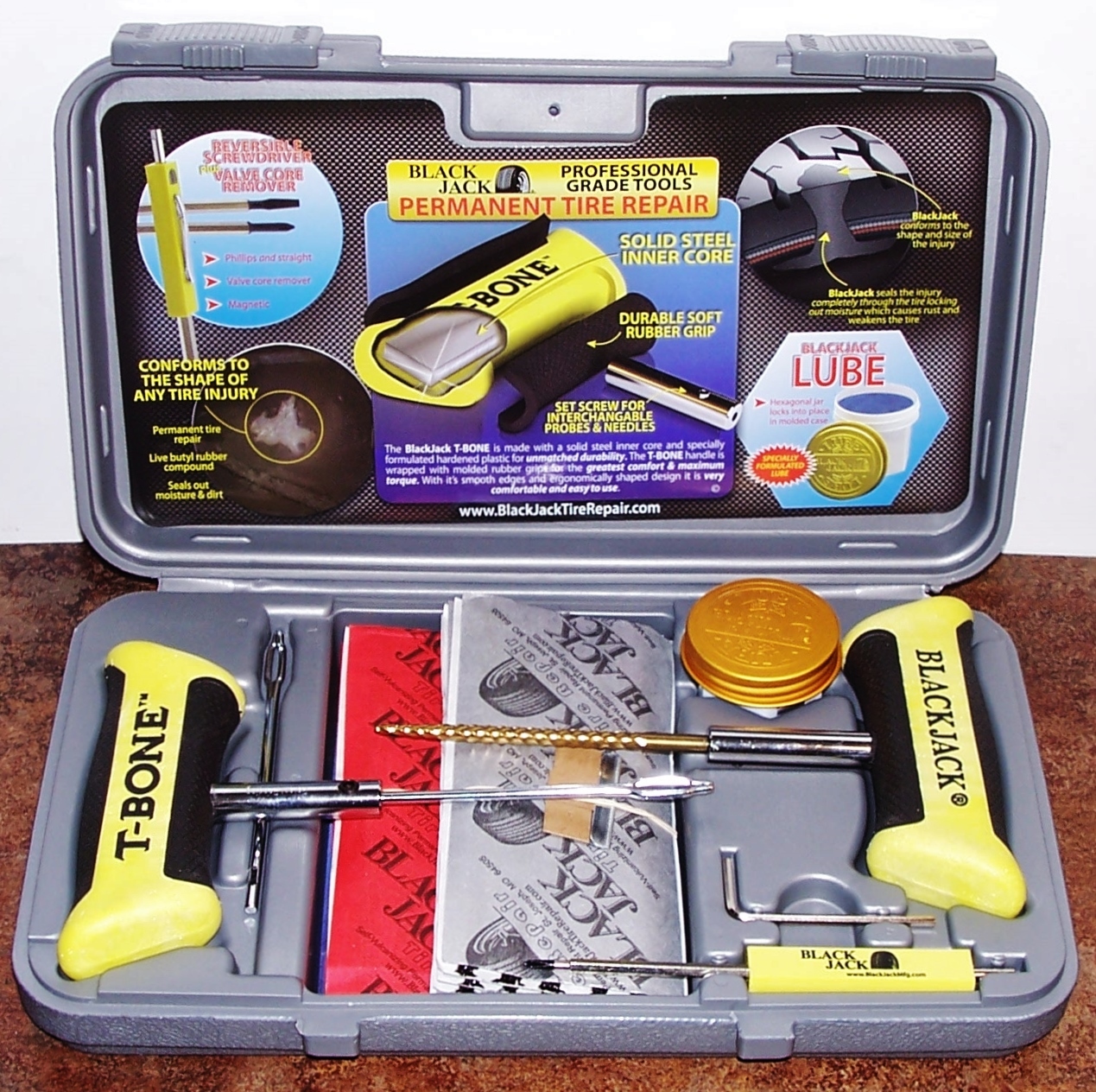 Blackjack Kit Kt335 H.d. Truck Tire Repair Tbone Handle 35 Plugs