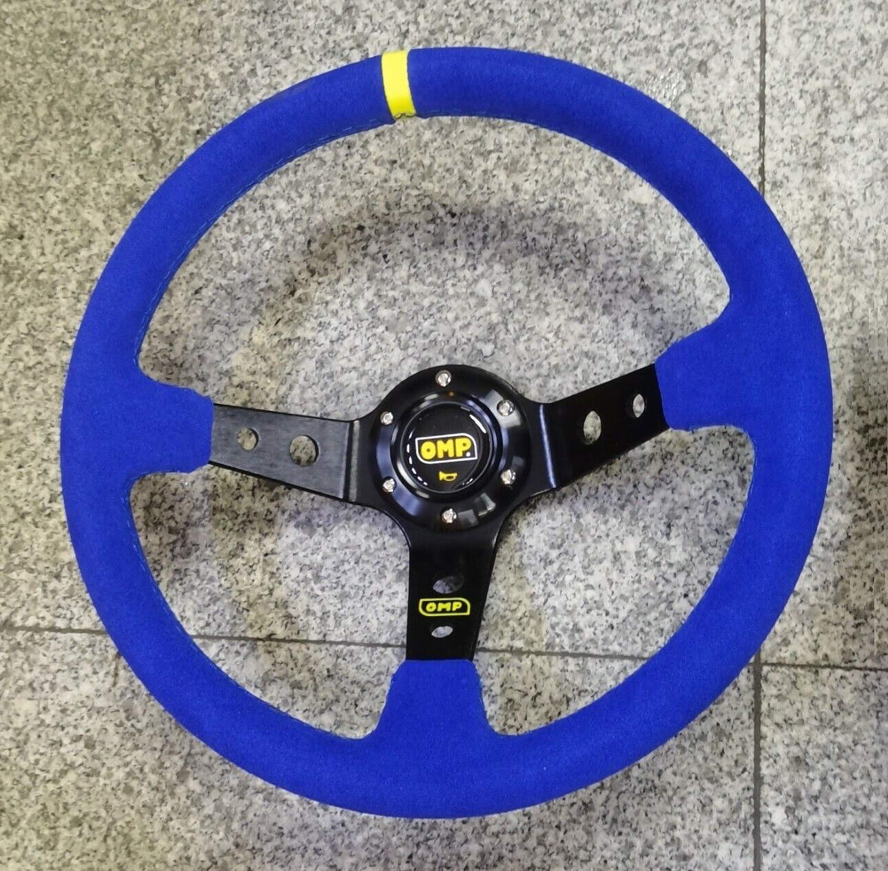 350mm Blue Suede Leather Deep Dish Racing Steering Wheel Fit